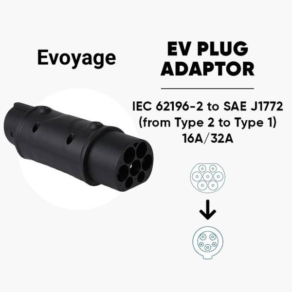 Quality Type 2 To Type 1 EVSE Adapter IEC 62196 To SAE J1772 Electric Car Charger Adapter for sale