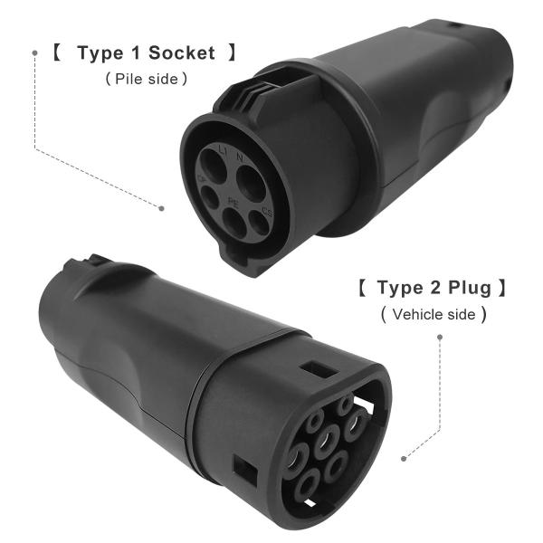 Quality Type 1 To Type 2 EV Charger Adapter SAE J1772 To IEC62196 32A 250V 8KW Adapter for sale