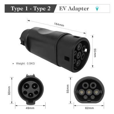 China Type 1 To Type 2 EV Charger Adapter SAE J1772 To IEC62196 32A 250V 8KW Adapter for sale