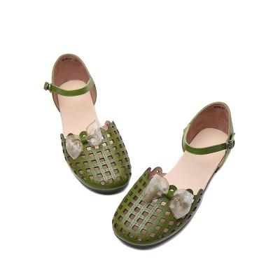China S354 Women's shoes Mori series mesh hole shoes sweet bow knot convenient shoe buckle sandals women 2020 new for sale