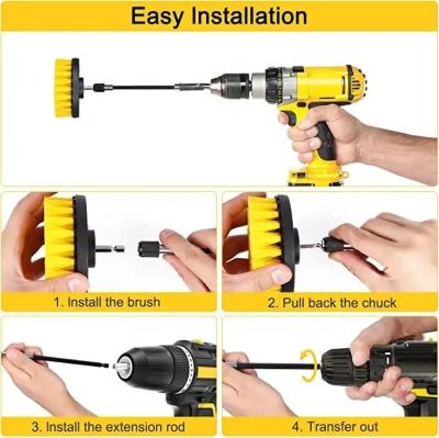 China Drill Brush Set for Cleaning - Power Scrubber Brush Towel Kit with Extend Attachment for Car  View More for sale