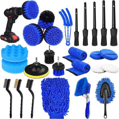 China 26pcs Brush Set para limpieza de automóviles Kit de herramientas para interiores en venta