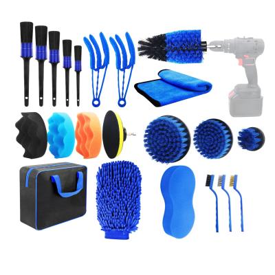 China 22pcs Car Drill Clean Brush Attachment For Auto Wheel Tire Interior Washing for sale