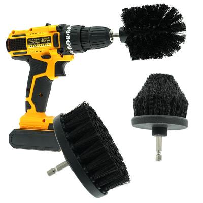 China 3pcs Black Car Cleaning Grout Drill Scrub Brush Tools Kit 4inch for sale