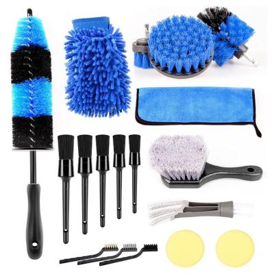 China 18 Pcs Auto Detailing Brushes Car Wash Brush Kit For Cleaning Auto Wheels for sale