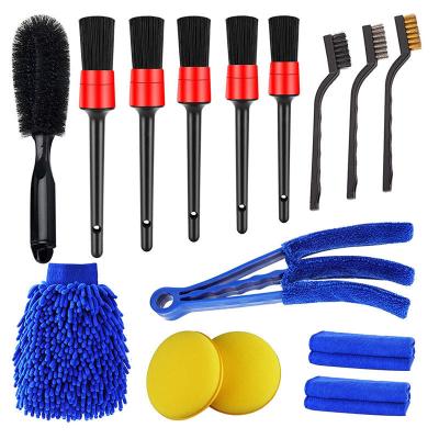 China Factory Price 15 PCS Soft Hair Car Brush Detailing Cleaning Auto Tools Set For Clean Vents Dash Trim Wheels for sale