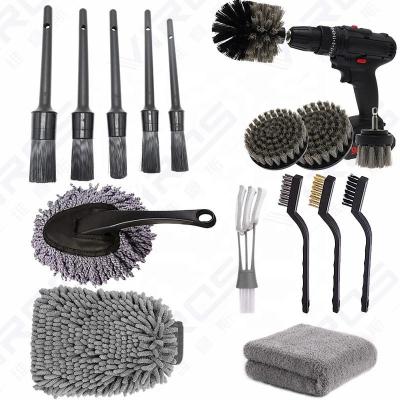 China Newest Grey Car Cleaning Set 16PCS Car Cleaning Tools For Car Washer Assisted Products for sale