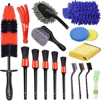 China Manufacture Wholesale Auto Detailing Cleaning Tools 17Pcs Car Brush For Car Wheel Interior for sale