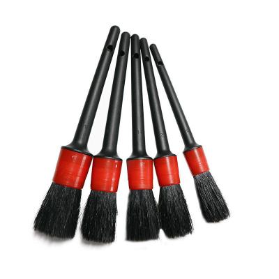 China Boar Bristles Interior Car Detailing Brush Pack 5PCS For Leather Cleaning for sale