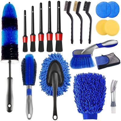 China Personalised Automotive Car Detailing Brush Kit Ac Wheels Dashboard Cleaner 19pcs for sale