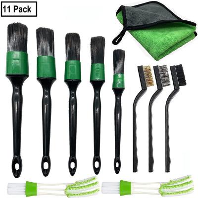 China Green 11pcs Bristle Car Vent Cleaner Brush Duster Set For Air Conditioner for sale