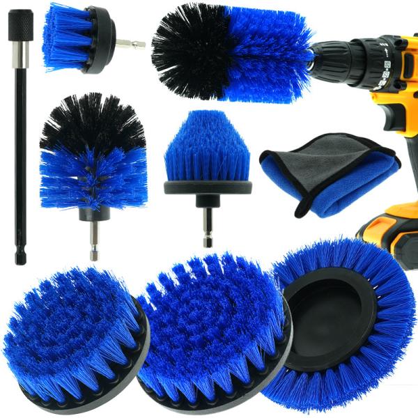 Quality 9PC Blue Grout Brush Drill Attachment Sponge Car Wheel Detailing for sale