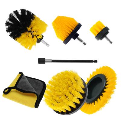 China Long Lasting Powerful Drill Scrub Brush Set Customized Color Compatible With Most Power Drills for sale