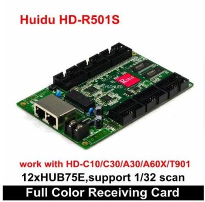 China Huidu HD-R501S Full Color Receiving Card 12x Hub75E Ports Support 1/32 Scan LED Video Display Work with C10/C30/A30/T901 for sale