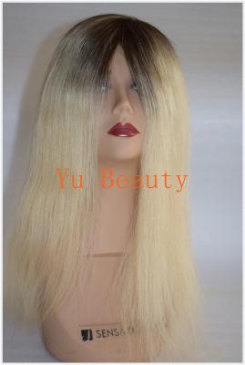 China Tone tone ombre  color High Quality Full Hand Made Invisible Human Hair Toupee for Women for sale