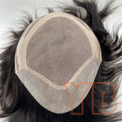 China High quality men toupee fine mono 100% Indian human hair replacement system glue wigs for men toupee for sale