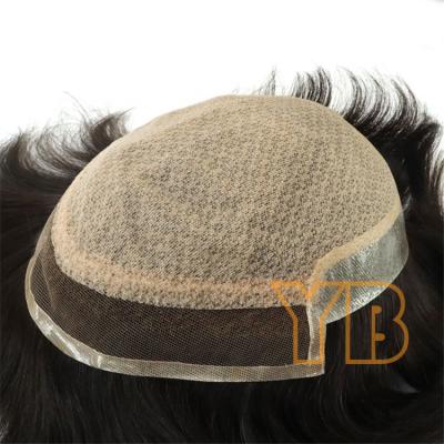 China Men toupee systems Topper Hair Invisible Hairline Men Replacement Hairpieces Men Wig Silk Base Human Hair Toupee for sale