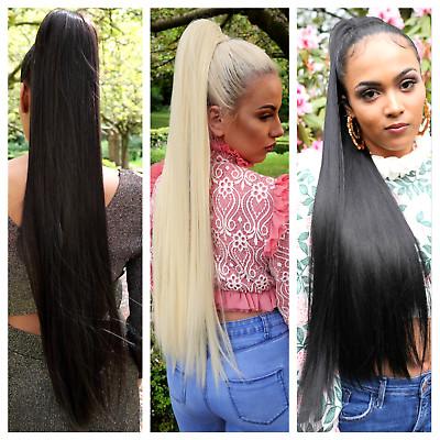China Wholesale 12A Unprocessed Virgin Indian Wrap Around Ponytails Deep Curly Human Hair Velcro Ponytail For Woman for sale