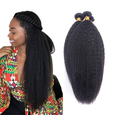 China Cuticle Aligned Raw Unprocessed Virgin Yaki Kinky Straight Brazilian Hair Bundles With Frontal for sale