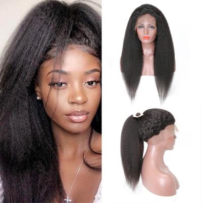 China Pre-Plucked 360 Yaki Kinky Straight Frontal Lace Wigs and full lace wigs for Black Women for sale