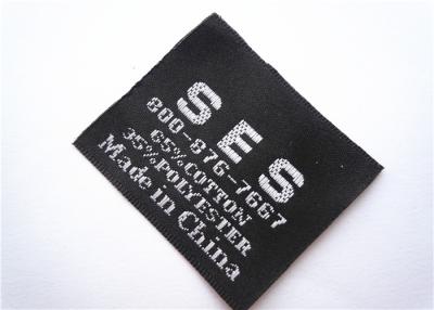 China Cetim preto as etiquetas tecidas da etiqueta da roupa/personalizaram etiquetas do nome à venda