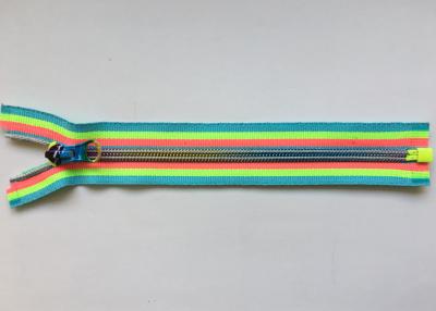 China Rainbow Coloured Cotton Webbing Straps Gradient Teeth Zipper With Original for Garment for sale