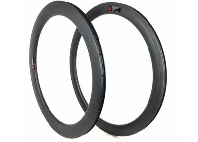 China Hookless 60mm Carbon Road Bike Rims Clincher Tubeless 700c With Matte / Glossy for sale