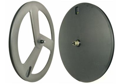China Carbon Clincher Disc Wheel , 120 Psi Carbon Disc Road Wheels 3 Spoke for sale