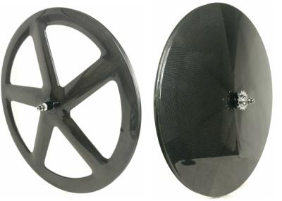China Front 5 Spoke Rear Carbon Disc Wheel Tubular / Clincher 700C 22MM Width for sale