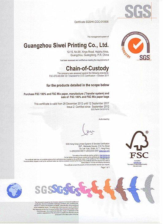SGS, FSC - Guangzhou NSW printing co.,ltd