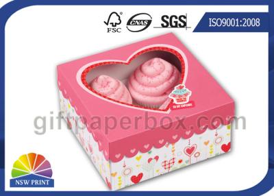 China Kundenspezifisches Druckfaltender Schalen-Kuchen/Nachtisch-Papierkasten mit Anzeigen-Fenster zu verkaufen