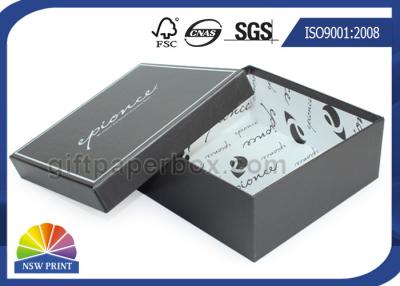 China Black Rigid Cardboard Paper Gift Box For Shoes Apparel Packaging for sale
