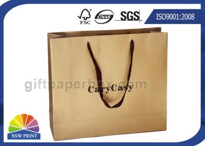 China Sacos de compras de papel personalizados sacos de papel de marcagem com ferro quente de Brown Kraft com punho do algodão à venda