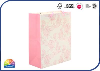 China Glitter Powder Flower Paper Shopping Bags With Cotton Handle for sale