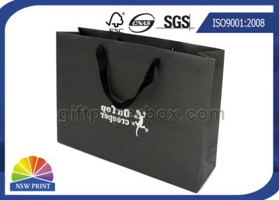 China Durable Black Matte Cotton Handle Custom Paper Shopping Bags for Clothing Apparel for sale