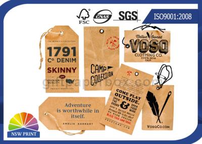 China Boletos impresos accesorios de empaquetado del oscilación de las etiquetas colgantes de la ropa del tablero de papel de Kraft en venta
