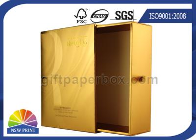 China UV Coating Gold Metallic Drawer Paper Box / Luxury Cosmetic Slide Box Packaging for sale