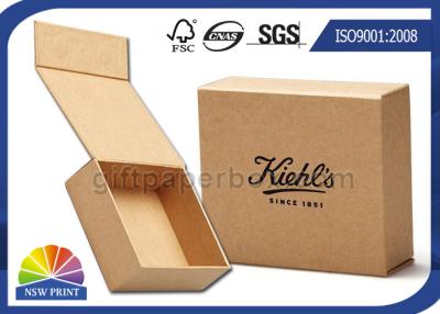 China Logo Printed Brown Kraft Paper Hinged Lid Gift Box With Magnetic Closure for sale
