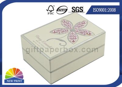 China Pearl Decorated Fancy Small Cardboard Paper Box / Rectangle Rigid Paper Box for sale