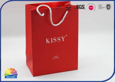 China Saco de papel vermelho durável ambiental da joia da compra do presente com os punhos de nylon da corda à venda