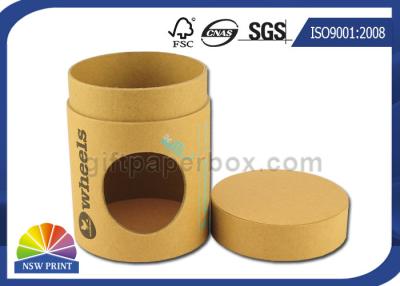 China Flat Cap Brown Kraft Paper Packaging Tube Customized Size with Die Cut Window for sale