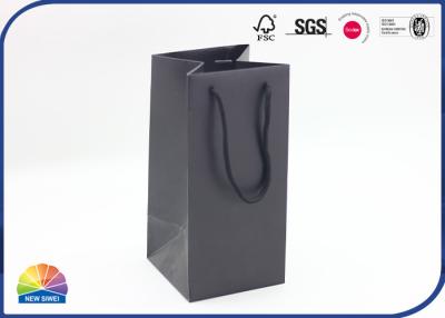 China Food Grade Medium Paper Gift Bag Matte Black For Beverage Packaging for sale