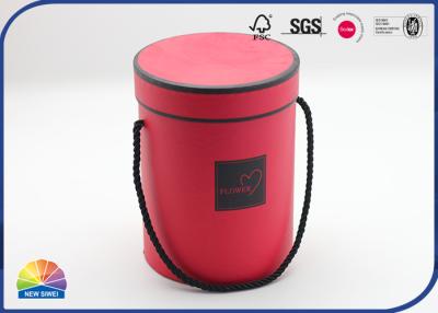 China Festival Preserved Flower Package Round Paper Packaging Tube Box With Handle for sale