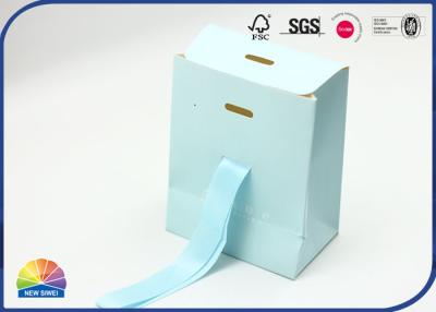 China Pantone Color Blue Paper Packaging Bag Matte Lamination With Ribbon for sale