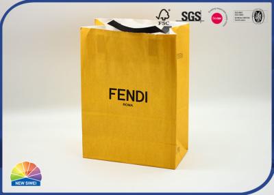 China 350g Orange Shopping Kraft Paper Gift Bags With Paper Handle Customized Logo for sale
