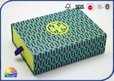 China 1200gsm Cardboard Printed Slide Drawer Box Package Ribbon Handle for sale