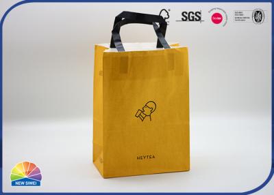 中国 Durable White Kraft Paper Shopping Bags with Cotton Handle Bespoke Carrier Bags 販売のため