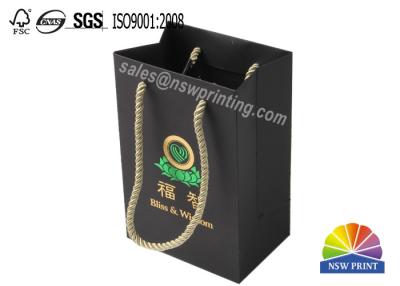 China Green Color Foil Hot Stamping Black Cardboard Durability Paper Bags OEM / ODM for sale