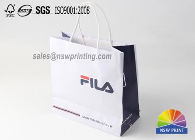 China 4 Color Printing Custom White Kraft Paper Bags For Garments , Paper Shopping Bags for sale