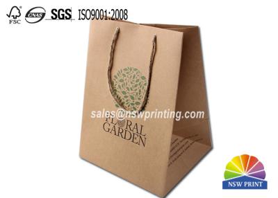 China CMYK, das Papiertüte-Verpacken- der Lebensmitteltasche Browns Kraftpapier mit Band-Griff druckt zu verkaufen